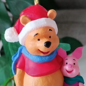 Winnie the Pooh and Piglet Keepsake Red and Pink Holiday Ornament